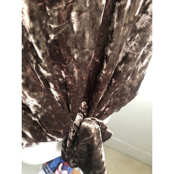 Peppermint USA Summer Waist Tie Crushed Velvet - Tan Size Small - Long Sleeve - Picture 5 of 7